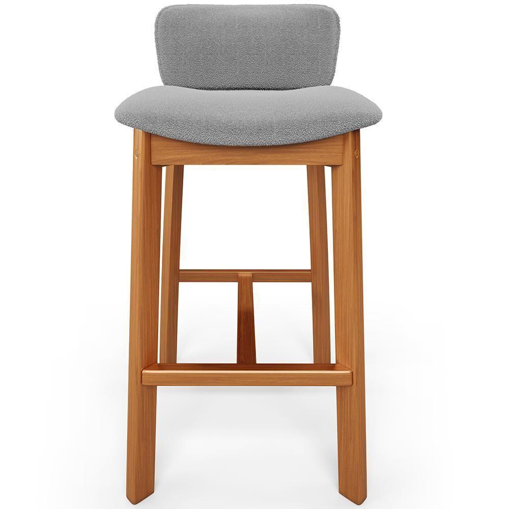 Banqueta Alta Para Cozinha Sala De Jantar Bar Dara L02 Bouclê Cinza - Lyam Decor - 3