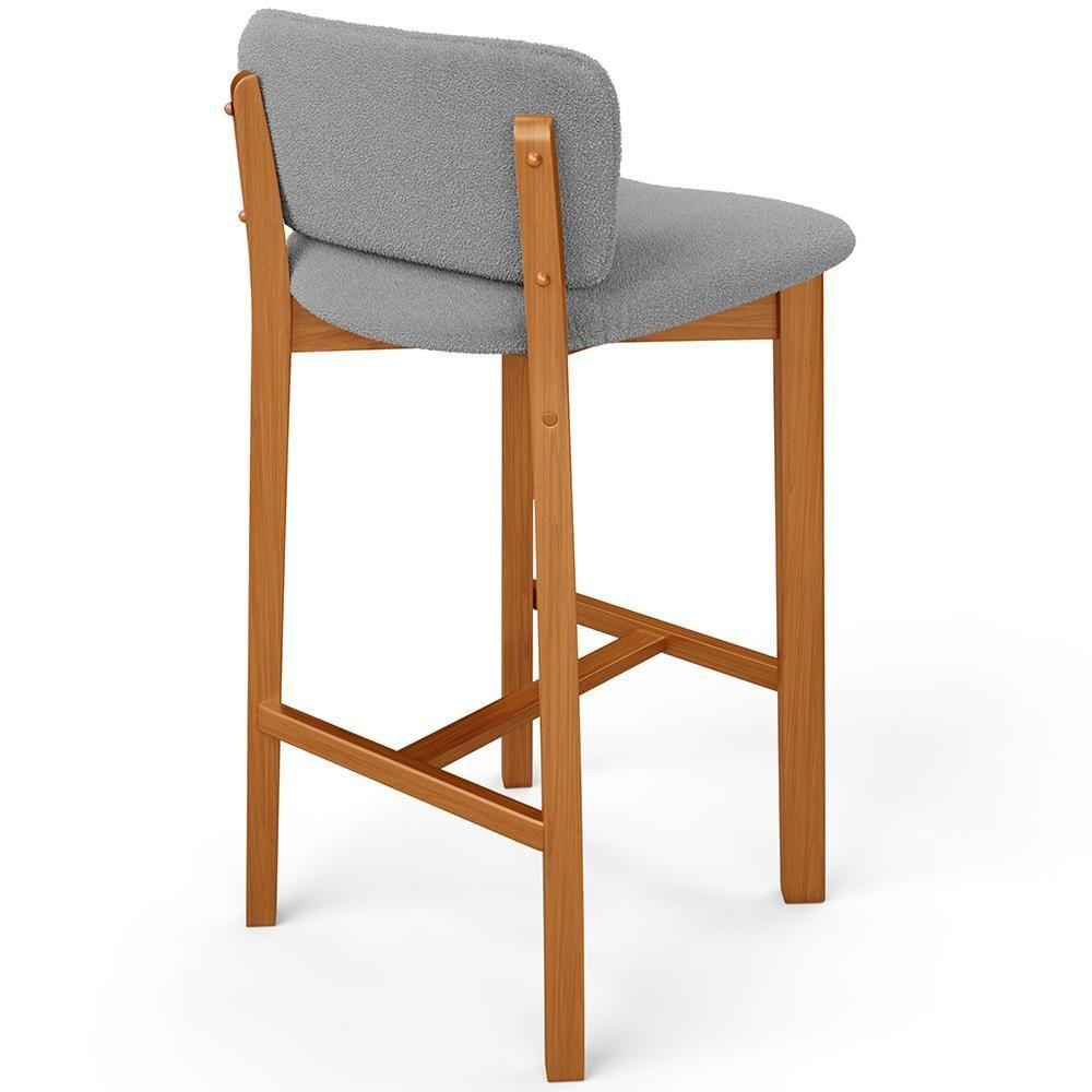 Banqueta Alta Para Cozinha Sala De Jantar Bar Dara L02 Bouclê Cinza - Lyam Decor - 7