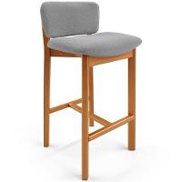 Banqueta Alta Para Cozinha Sala De Jantar Bar Dara L02 Bouclê Cinza - Lyam Decor - 1