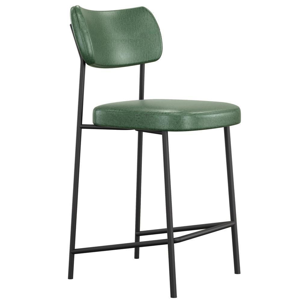 Kit 06 Banquetas Baixa Bar Cozinha Sala De Jantar Preto Melina L02 Couríssimo Verde - Lyam Decor - 6