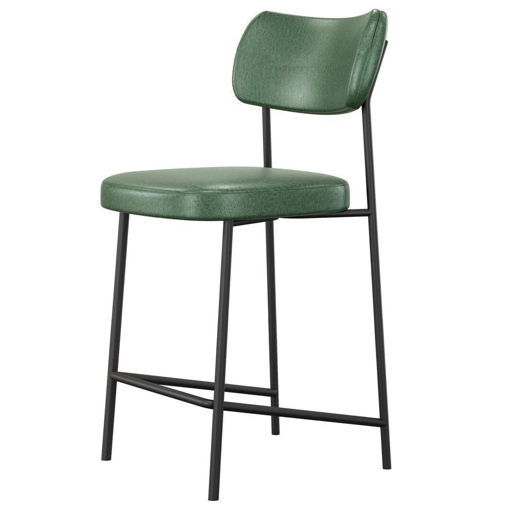 Kit 06 Banquetas Baixa Bar Cozinha Sala De Jantar Preto Melina L02 Couríssimo Verde - Lyam Decor - 7