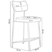 Kit 06 Banquetas Baixa Bar Cozinha Sala De Jantar Preto Melina L02 Couríssimo Verde - Lyam Decor - 5