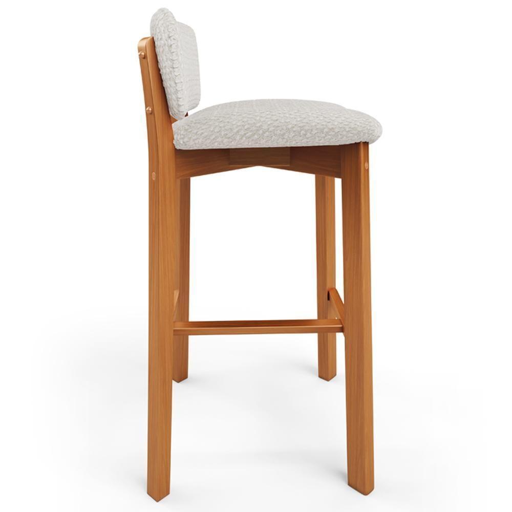 Kit 02 Banquetas Alta Para Cozinha Sala De Jantar Bar Dara L02 Bouclê Cru - Lyam Decor - 8