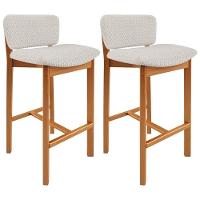 Kit 02 Banquetas Alta Para Cozinha Sala De Jantar Bar Dara L02 Bouclê Cru - Lyam Decor - 1