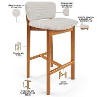 Kit 02 Banquetas Alta Para Cozinha Sala De Jantar Bar Dara L02 Bouclê Cru - Lyam Decor