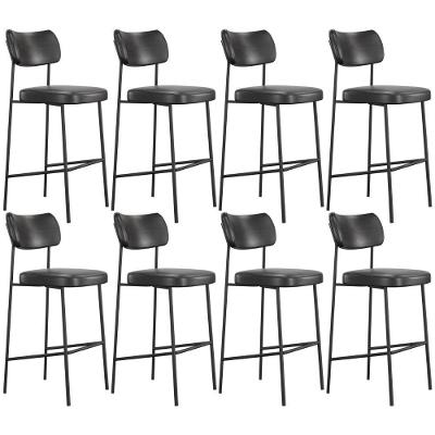 Kit 08 Banquetas Alta Bar Cozinha Sala De Jantar Preto Melina L02 Couríssimo Preto - Lyam Decor