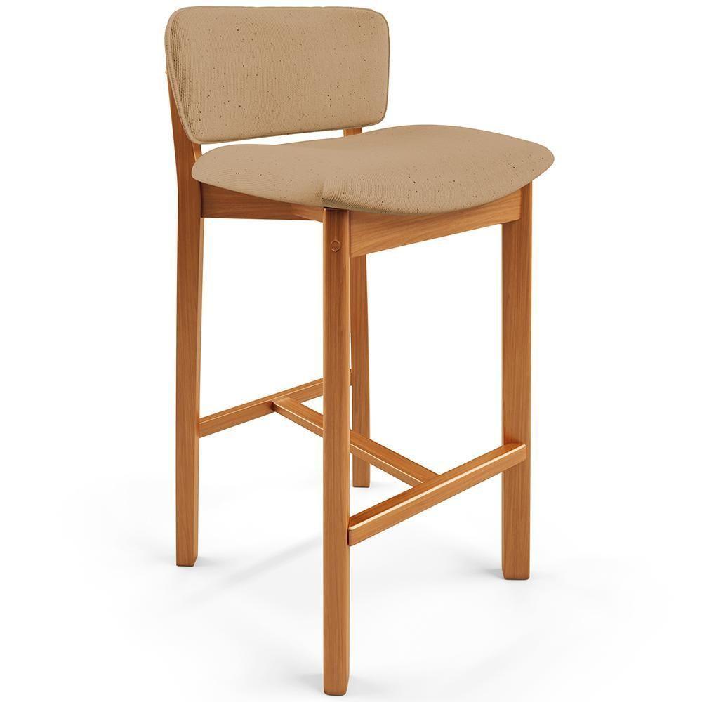 Banqueta Alta Para Cozinha Sala De Jantar Bar Dara L02 Linho Bege Escuro - Lyam Decor - 1