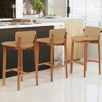 Banqueta Alta Para Cozinha Sala De Jantar Bar Dara L02 Linho Bege Escuro - Lyam Decor - 2