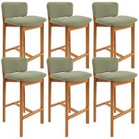 Kit 06 Banquetas Alta Para Cozinha Sala De Jantar Bar Dara L02 Bouclê Oliva - Lyam Decor - 1