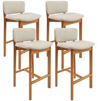 Kit 4 Banqueta Alta Para Cozinha Sala De Jantar Bar Dara L02 Linho Champagne - Lyam Decor - 1