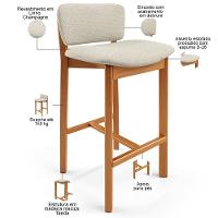 Kit 4 Banqueta Alta Para Cozinha Sala De Jantar Bar Dara L02 Linho Champagne - Lyam Decor