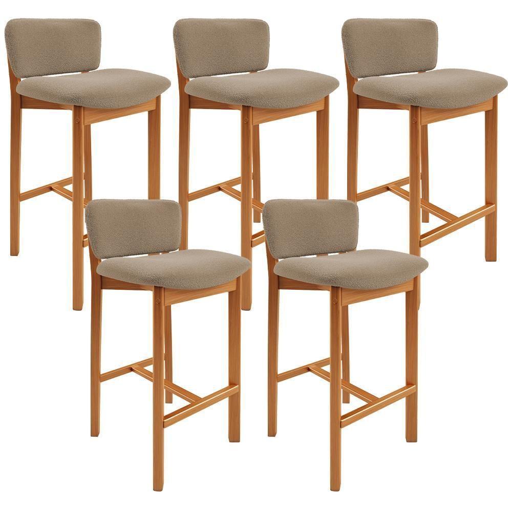 Kit 05 Banquetas Alta Para Cozinha Sala De Jantar Bar Dara L02 Bouclê Bege - Lyam Decor - 1