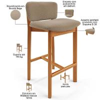 Kit 05 Banquetas Alta Para Cozinha Sala De Jantar Bar Dara L02 Bouclê Bege - Lyam Decor