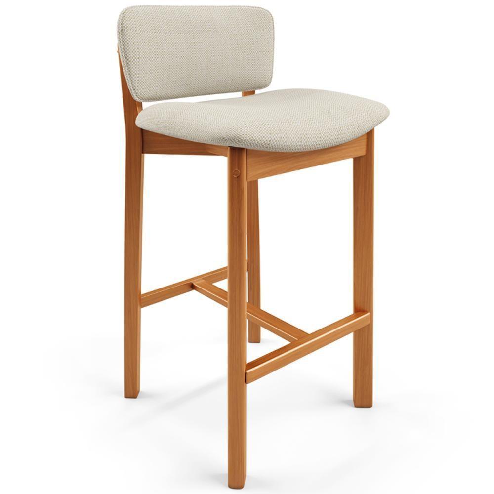 Banqueta Alta Para Cozinha Sala De Jantar Bar Dara L02 Linho Champagne - Lyam Decor - 1