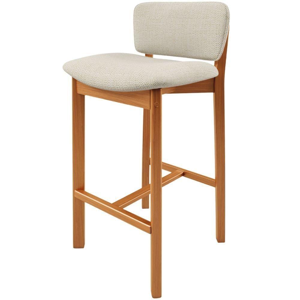 Banqueta Alta Para Cozinha Sala De Jantar Bar Dara L02 Linho Champagne - Lyam Decor - 7