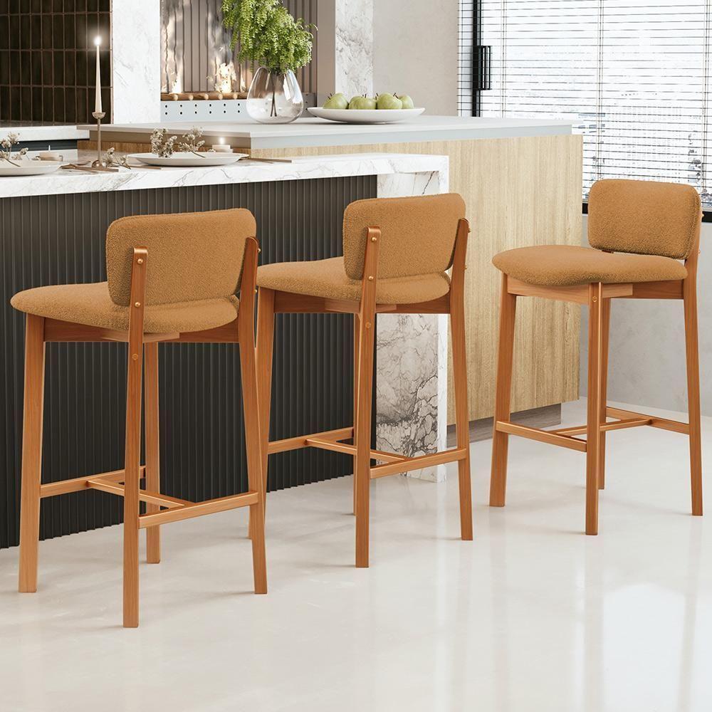 Banqueta Alta Para Cozinha Sala De Jantar Bar Dara L02 Bouclê Mostarda - Lyam Decor - 2