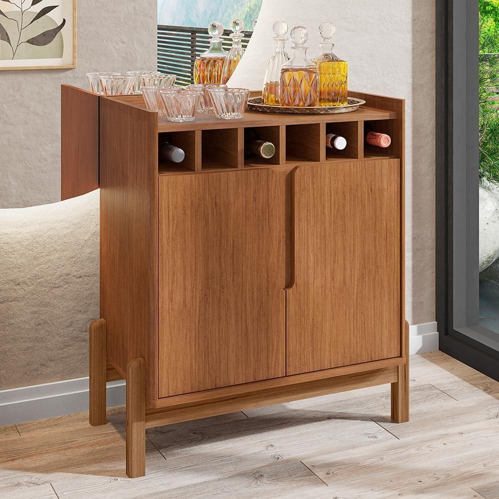 Aparador Barzinho Lizz Com Adega 2 Portas Cedro - Casa D Cedro - 2