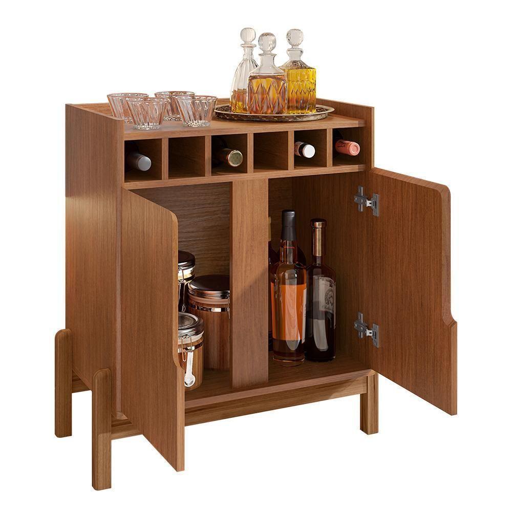 Aparador Barzinho Lizz Com Adega 2 Portas Cedro - Casa D Cedro - 3