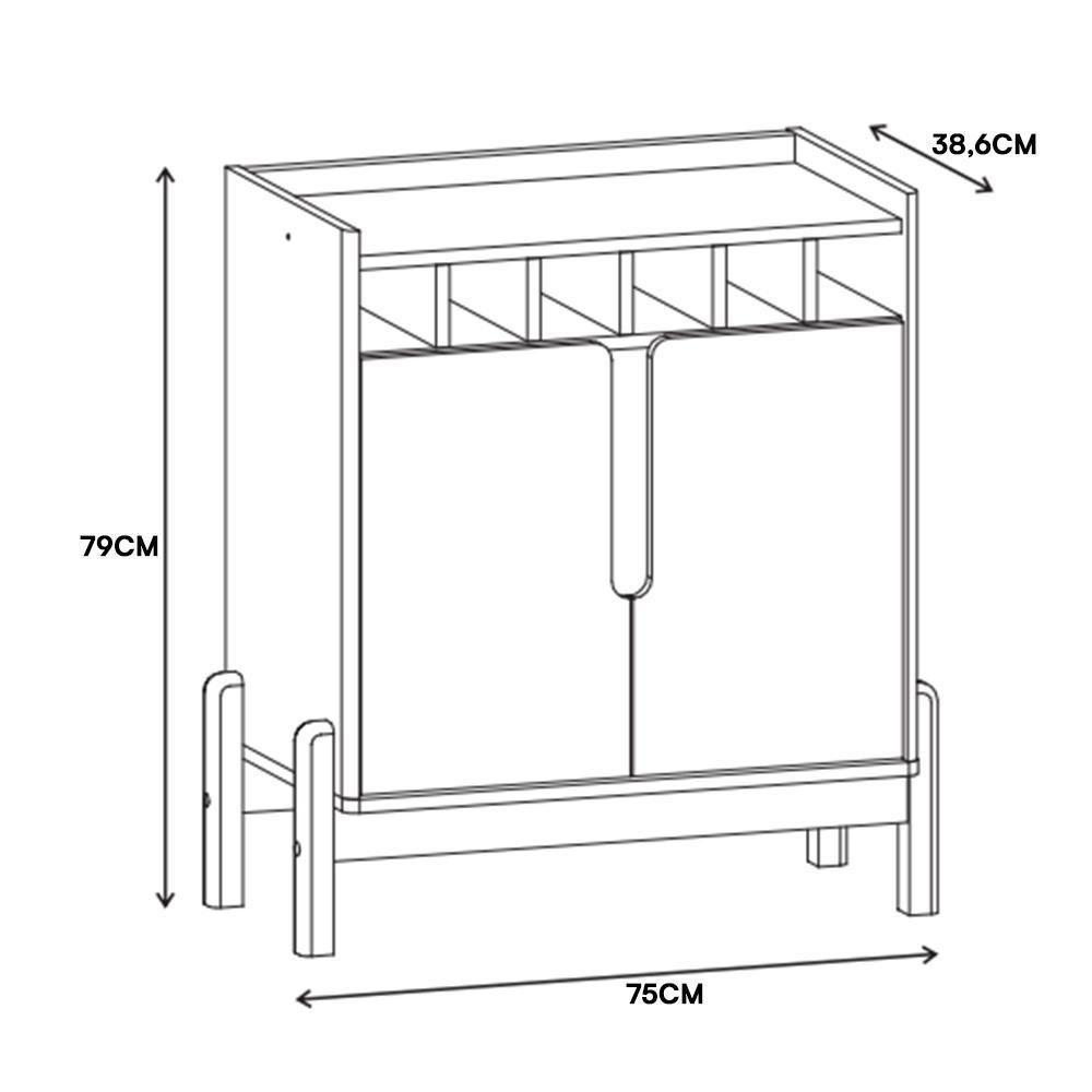 Aparador Barzinho Lizz Com Adega 2 Portas Cedro - Casa D Cedro - 4