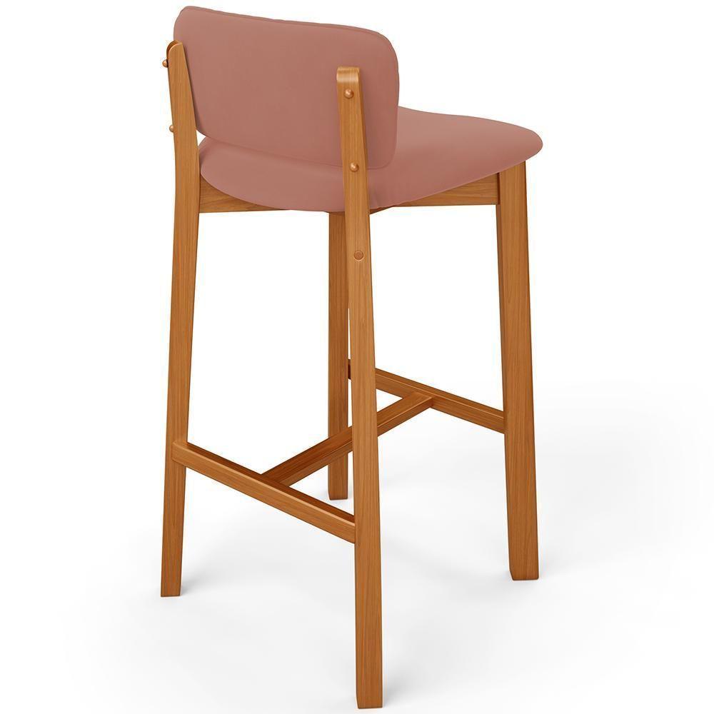 Kit 03 Banquetas Alta Para Cozinha Sala De Jantar Bar Dara L02 Suede Rosê - Lyam Decor - 7