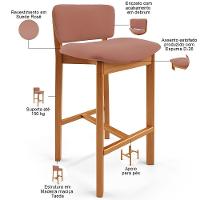 Kit 03 Banquetas Alta Para Cozinha Sala De Jantar Bar Dara L02 Suede Rosê - Lyam Decor