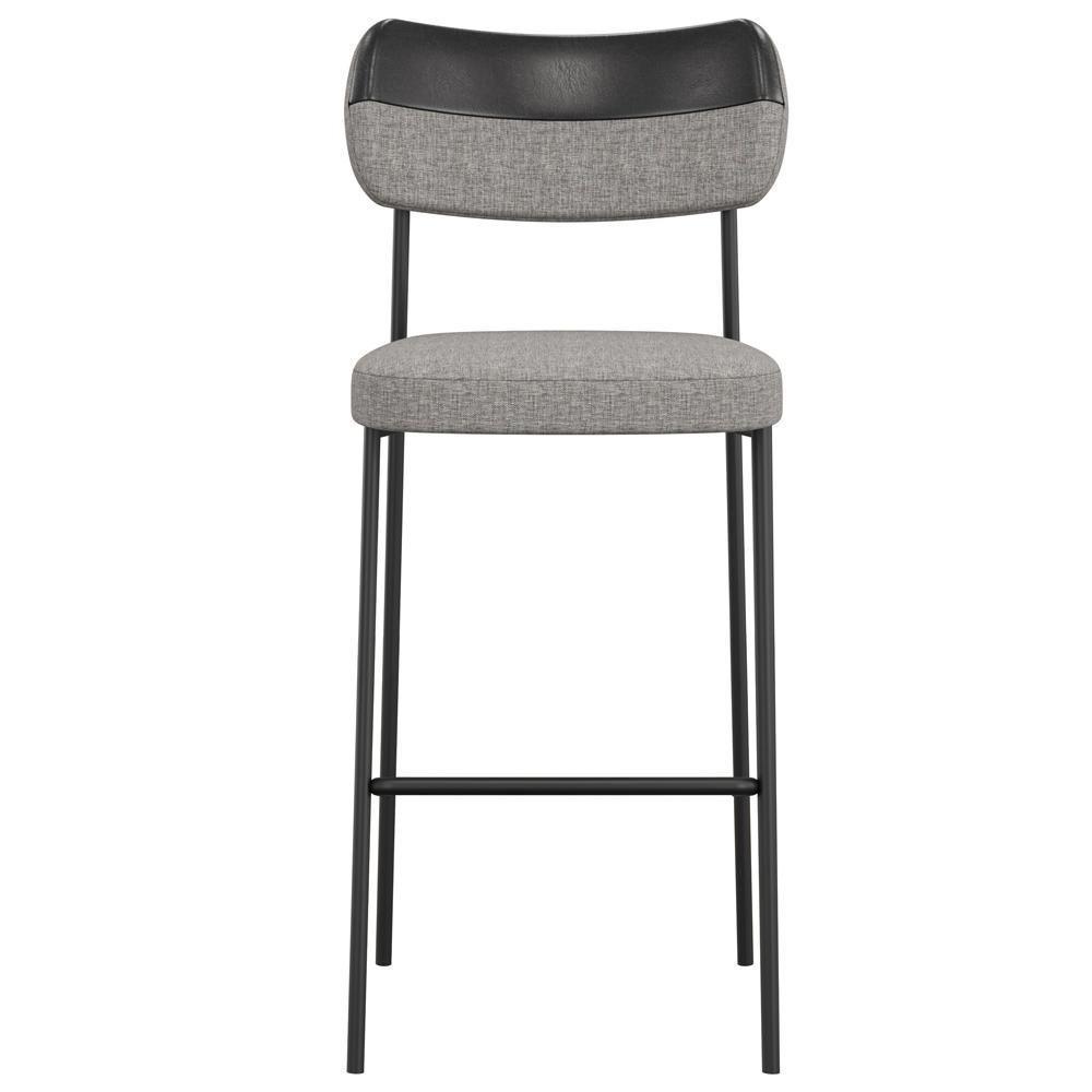 Kit 05 Banquetas Alta Bar Cozinha Sala Jantar Preto Melina L02 Couríssimo Preto Linho Cinza - Lyam Decor - 3