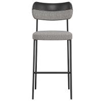 Kit 05 Banquetas Alta Bar Cozinha Sala Jantar Preto Melina L02 Couríssimo Preto Linho Cinza - Lyam Decor - 3