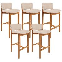 Kit 05 Banquetas Alta Para Cozinha Sala De Jantar Bar Dara L02 Linho Bege - Lyam Decor - 1