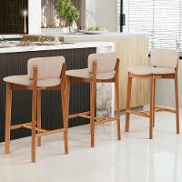 Kit 05 Banquetas Alta Para Cozinha Sala De Jantar Bar Dara L02 Linho Bege - Lyam Decor - 2