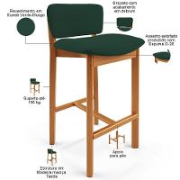 Kit 05 Banquetas Alta Para Cozinha Sala De Jantar Bar Dara L02 Suede Verde Musgo - Lyam Decor - 3