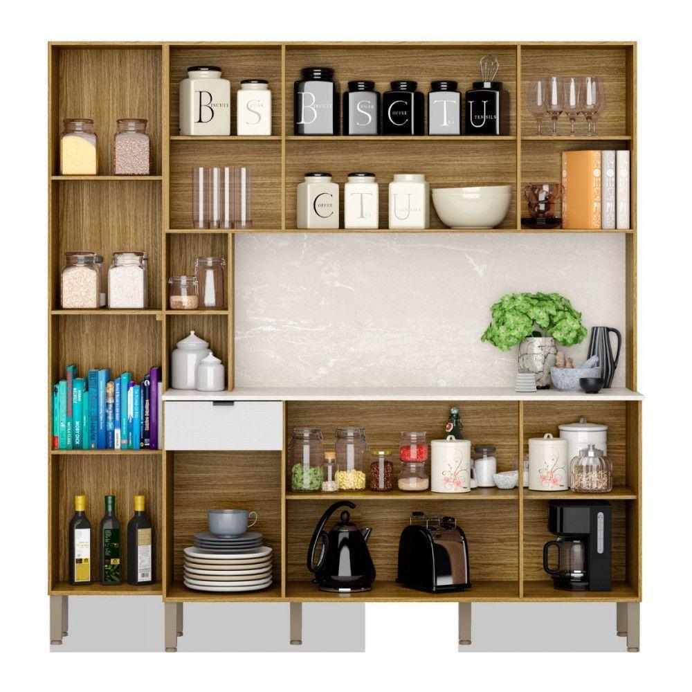 Cozinha Compacta Pulse Com Tampo 9 Portas 1 Gavetas Freijo/artico/freijo Riscatto - 2