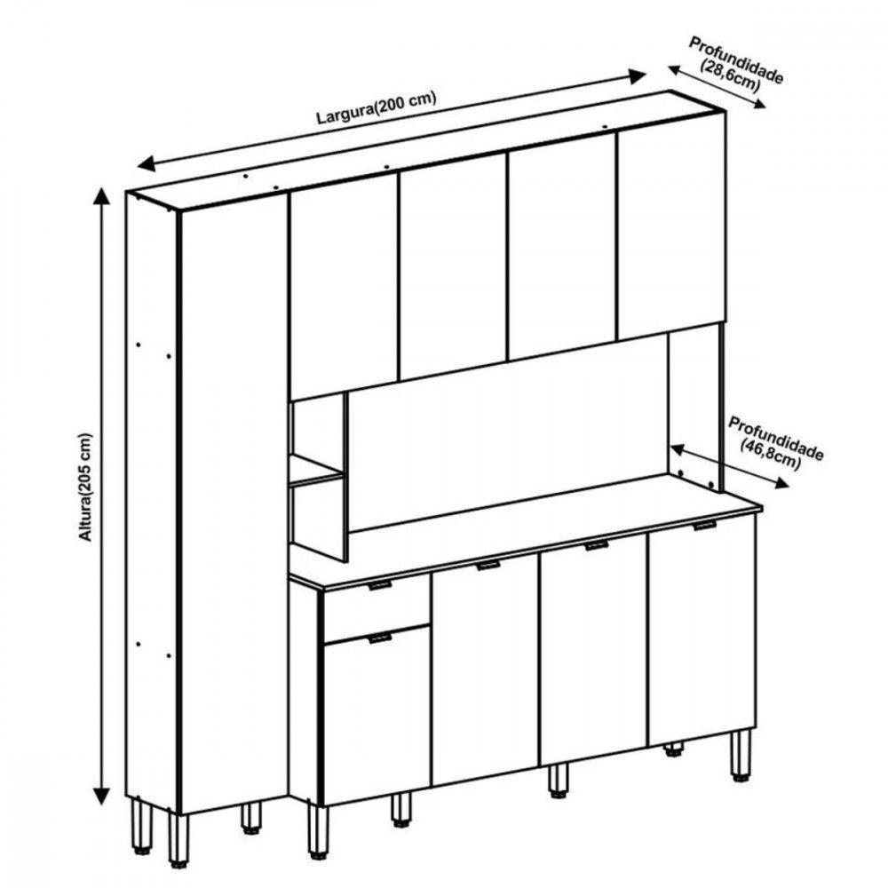 Cozinha Compacta Pulse Com Tampo 9 Portas 1 Gavetas Freijo/artico/freijo Riscatto - 3