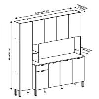 Cozinha Compacta Pulse Com Tampo 9 Portas 1 Gavetas Freijo/artico/freijo Riscatto - 3