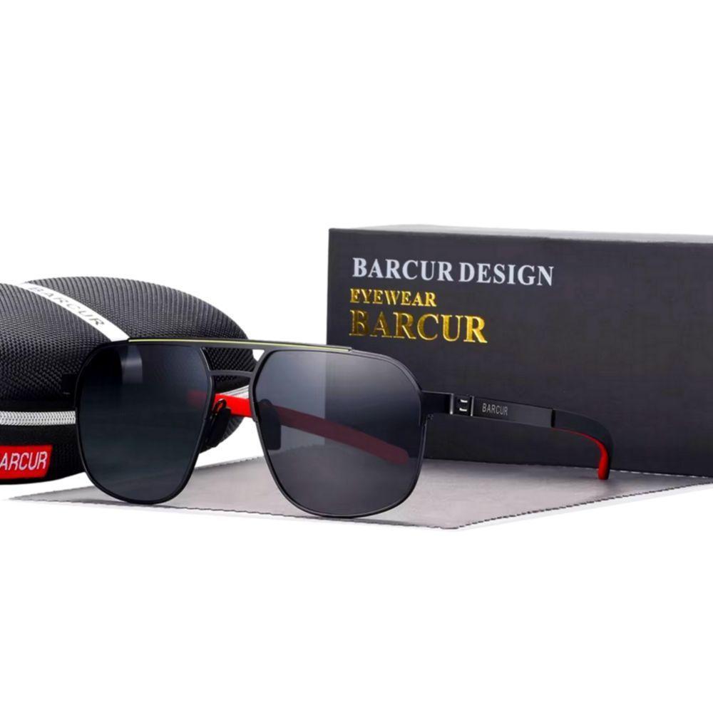 Óculos De Sol Polarizados Design Quadrado Com Proteção Uv400 Preto Dourado - 1