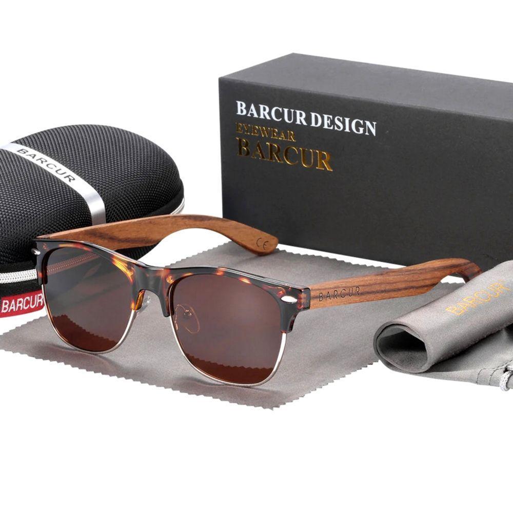 Óculos Escuros De Madeira Para Homens E Mulheres Proteção Uv400 Marrom - 1