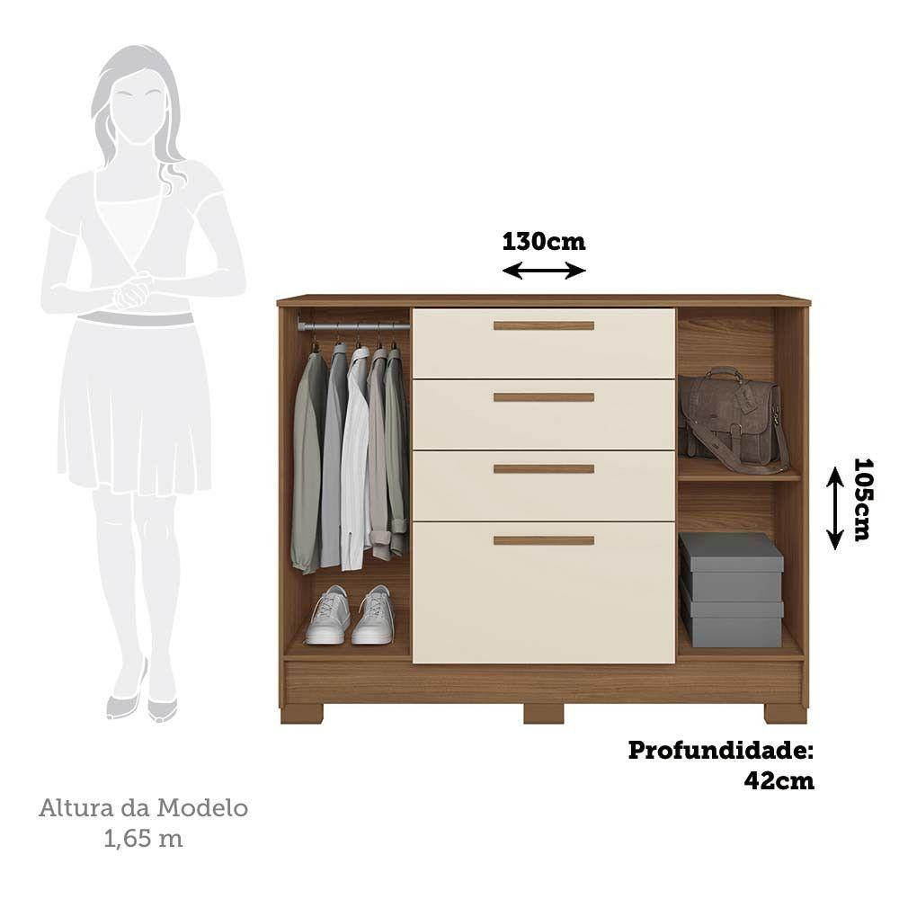 Cômoda 130,20cm 2 Pt E 4 Gv Eliot Estilo Mm Jatoba/areia - 4