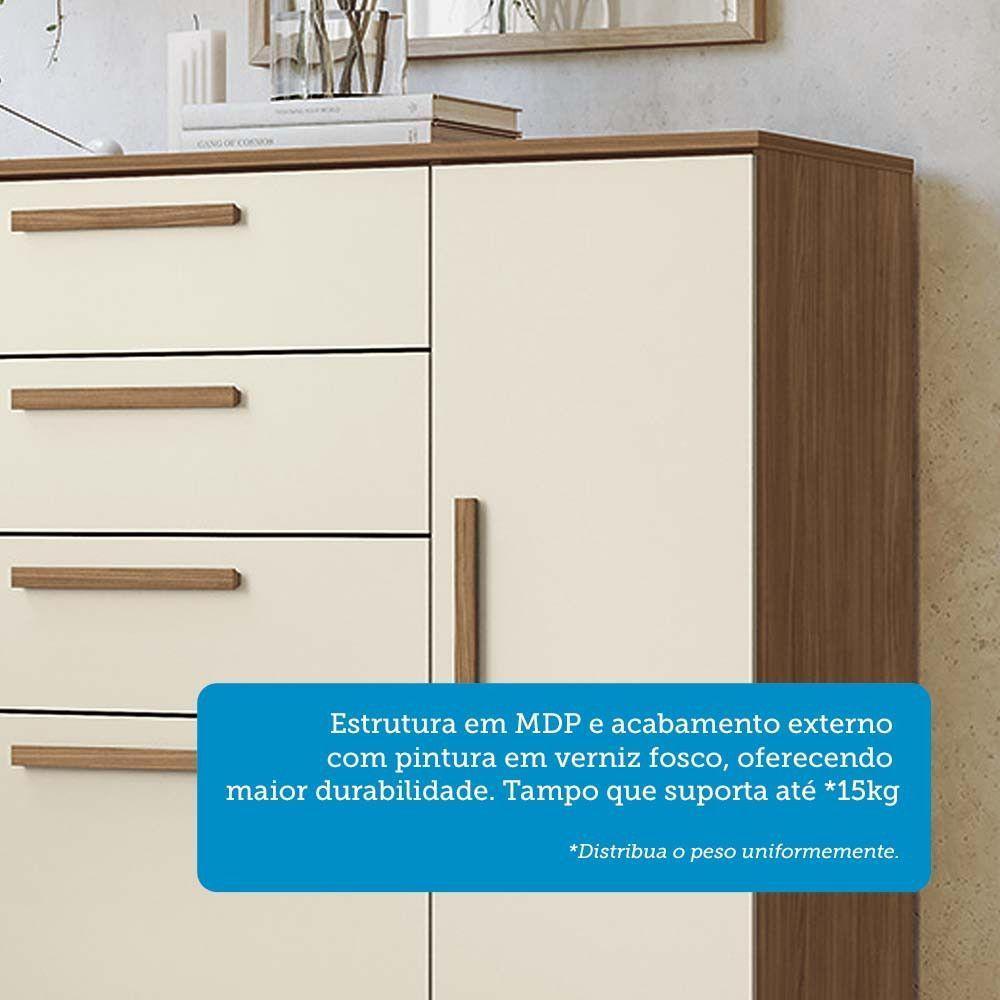 Cômoda 130,20cm 2 Pt E 4 Gv Eliot Estilo Mm Jatoba/areia - 7