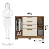 Cômoda 130,20cm 2 Pt E 4 Gv Eliot Estilo Mm Jatoba/areia