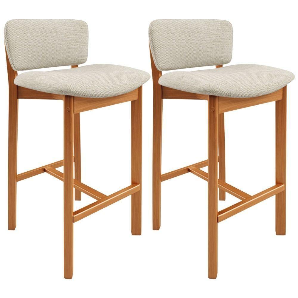 Kit 2 Banqueta Alta Para Cozinha Sala De Jantar Bar Dara L02 Linho Champagne - Lyam Decor - 1