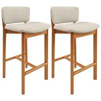 Kit 2 Banqueta Alta Para Cozinha Sala De Jantar Bar Dara L02 Linho Champagne - Lyam Decor - 1