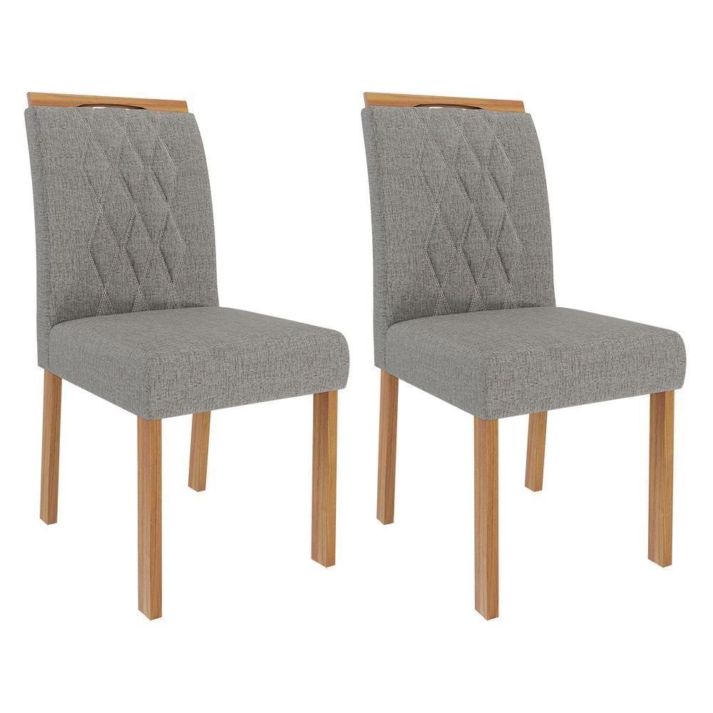 Conjunto 2 Cadeiras Juliana Wood Madeira-linho Grafite - Cimol Móveis Madeira-linho Grafite - 1