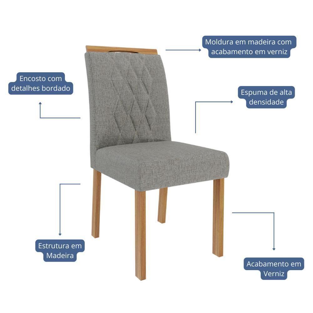 Conjunto 2 Cadeiras Juliana Wood Madeira-linho Grafite - Cimol Móveis Madeira-linho Grafite - 2