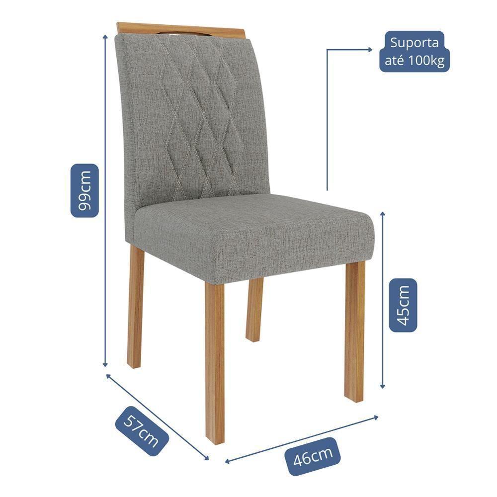 Conjunto 2 Cadeiras Juliana Wood Madeira-linho Grafite - Cimol Móveis Madeira-linho Grafite - 3