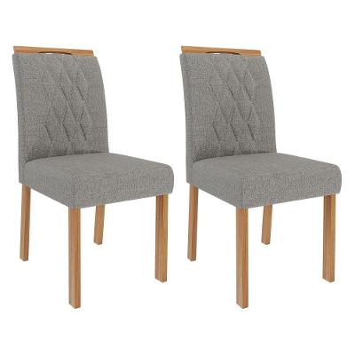 Conjunto 2 Cadeiras Juliana Wood Madeira-linho Grafite - Cimol Móveis Madeira-linho Grafite