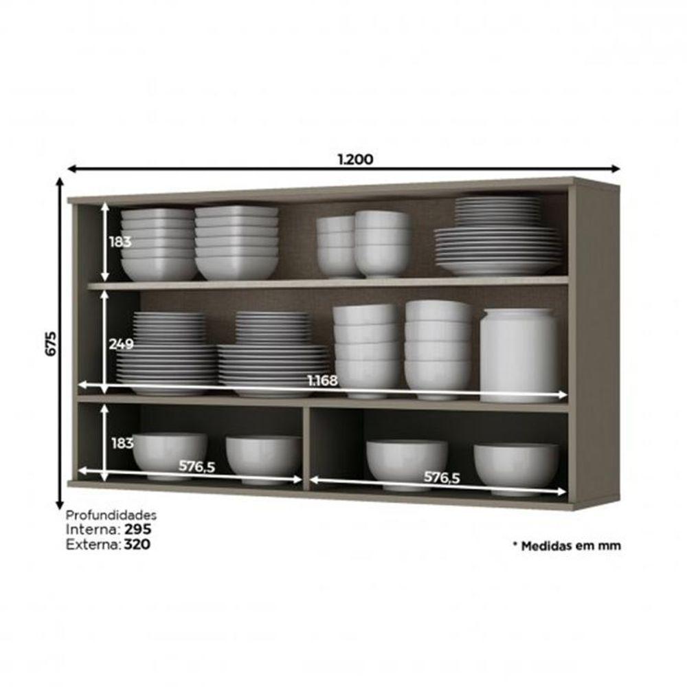 Armário Aéreo 1 Porta Basculante Vidro 120cm Connect Duna - Móveis Henn Duna - 3