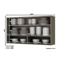 Armário Aéreo 1 Porta Basculante Vidro 120cm Connect Duna - Móveis Henn Duna - 3