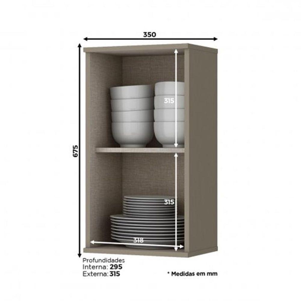 Armário Aéreo 1 Porta 35cm Connect Duna-cristal - Móveis Henn Duna-cristal - 3