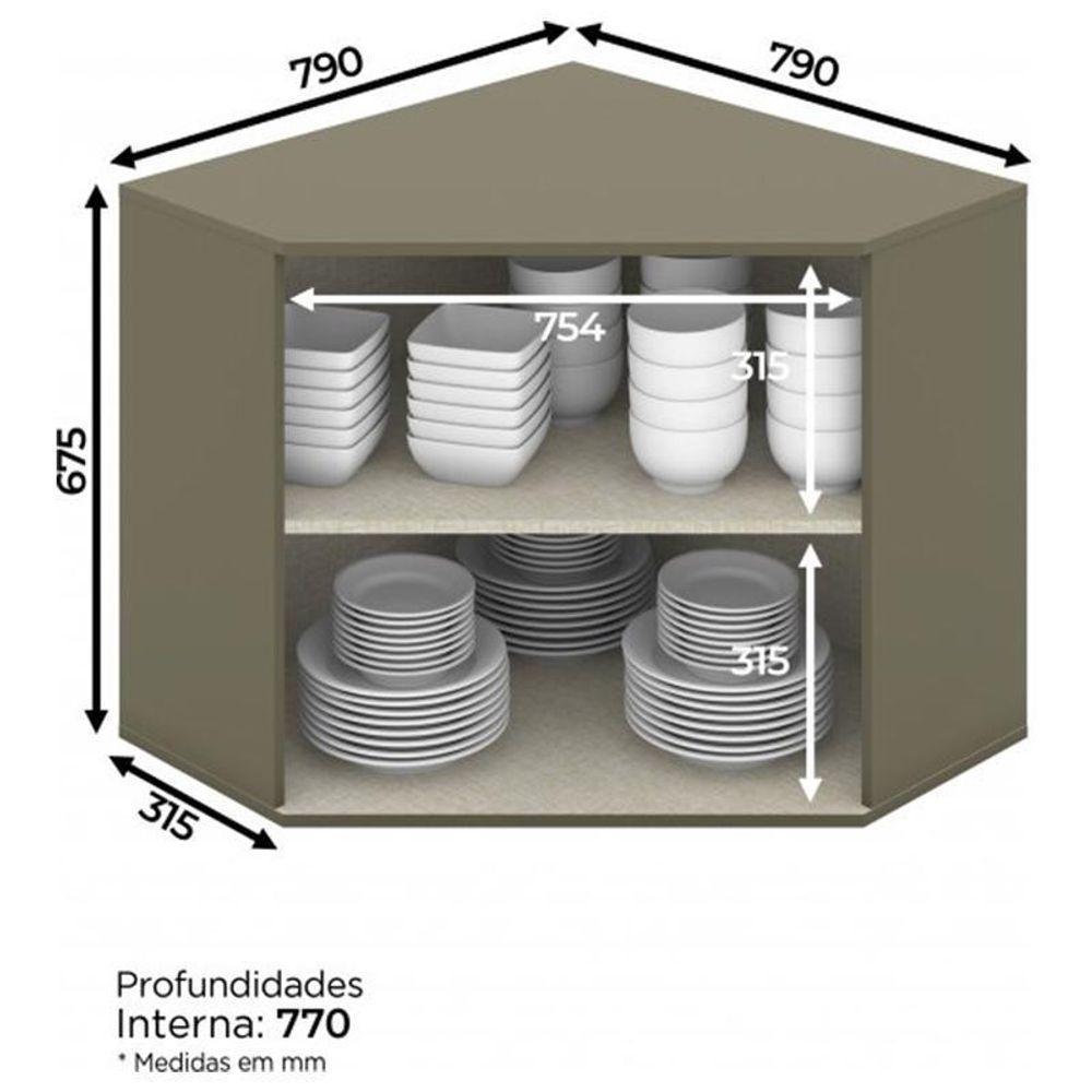 Armário Aéreo Canto Oblíquo 2 Portas Connect Duna-cristal - Móveis Henn Duna-cristal - 3