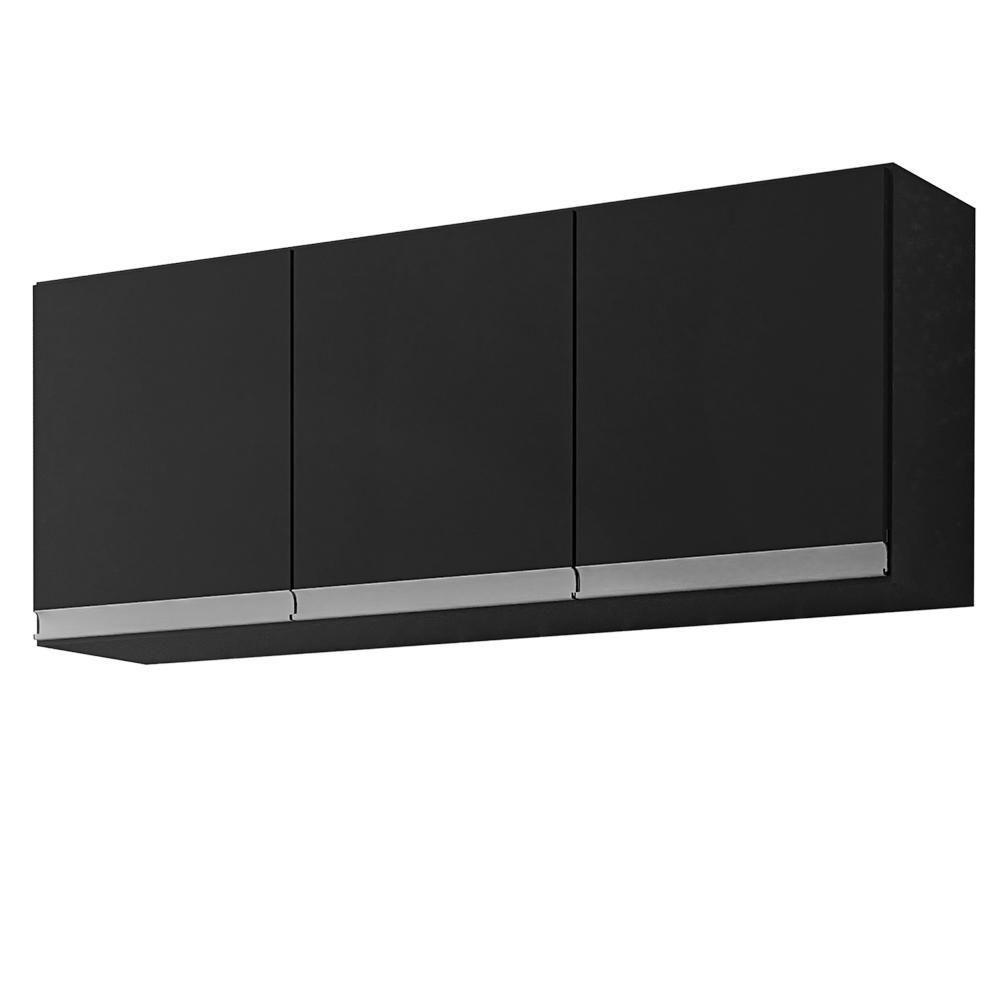 Armário Aéreo Andréia 120cm 3 Portas Preto - Ajl Móveis Preto - 1