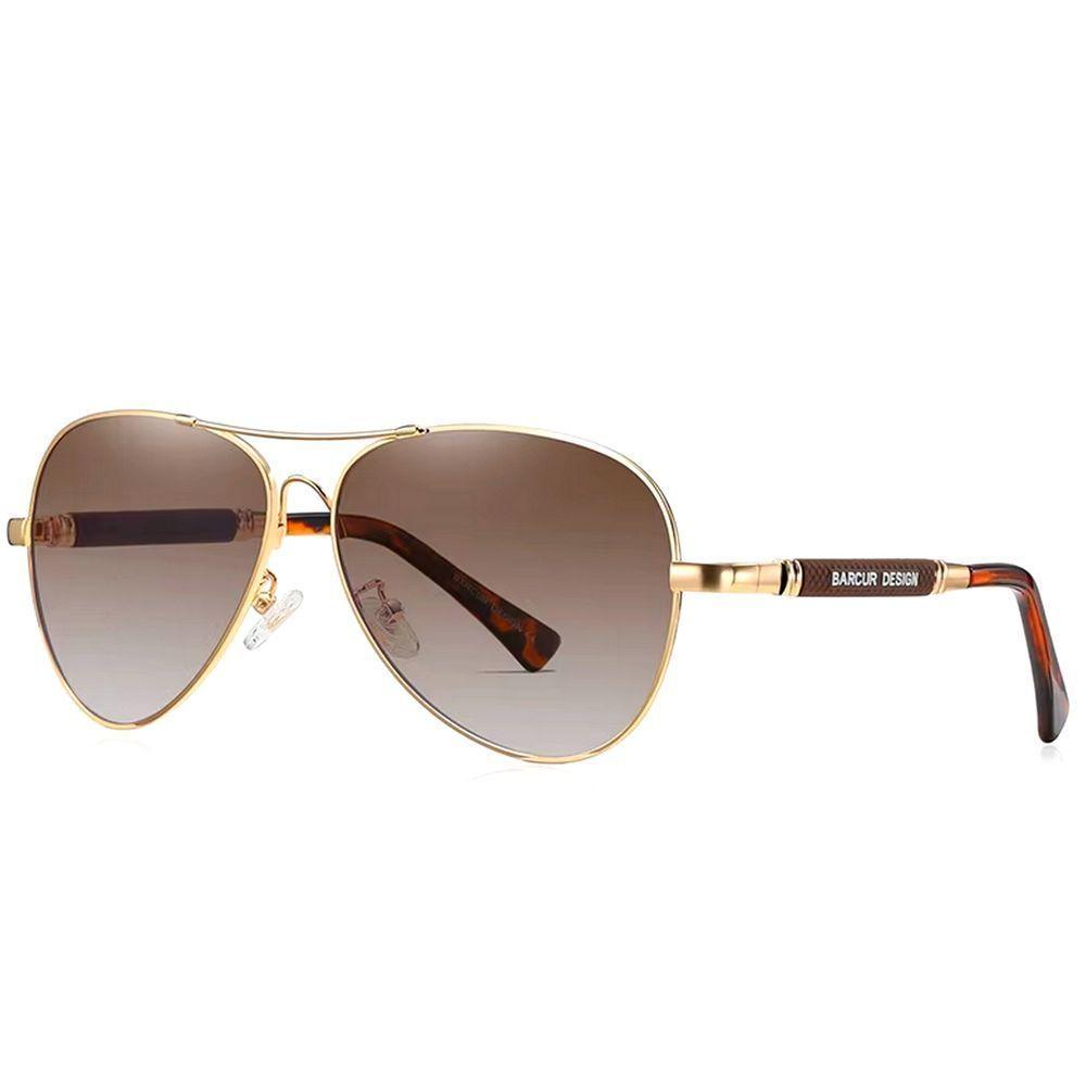 Óculos De Sol Design Titanium Aluminio Estilo Piloto Polarizado Uv400 Marrom - 3